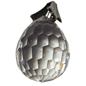 Elegant Faceted Clear Crystal Teardrop Pendant Silver Tone Clasp DIY Jewelry